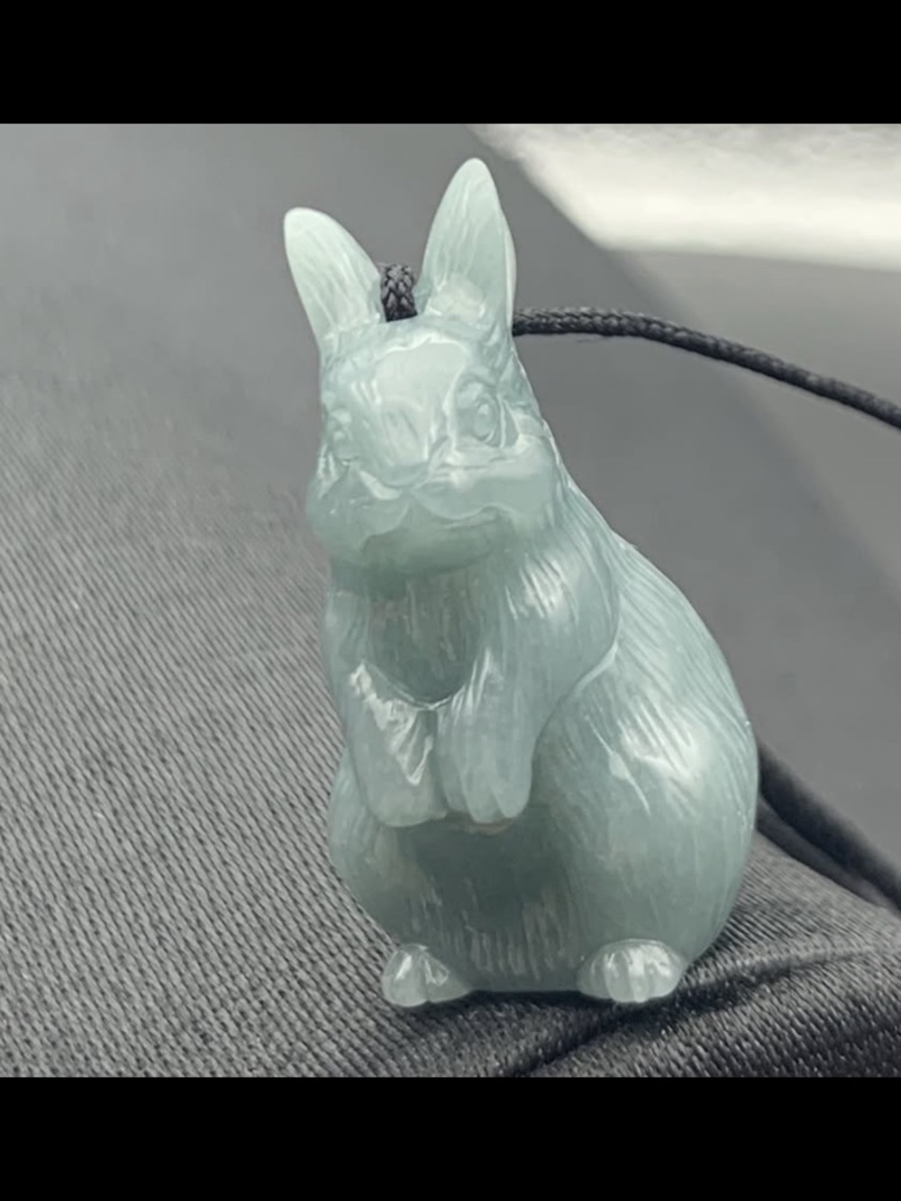 Certificate Jadeite Jade light Green blue  Pendant Pure Rabbit